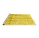 Sideview of Machine Washable Persian Yellow Traditional Rug, wshtr4427yw