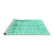 Sideview of Machine Washable Persian Turquoise Traditional Area Rugs, wshtr4427turq