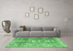 Machine Washable Persian Emerald Green Traditional Area Rugs in a Living Room,, wshtr4428emgrn