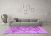 Machine Washable Persian Purple Traditional Area Rugs in a Living Room, wshtr4428pur