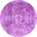 Round Machine Washable Persian Purple Traditional Area Rugs, wshtr4428pur