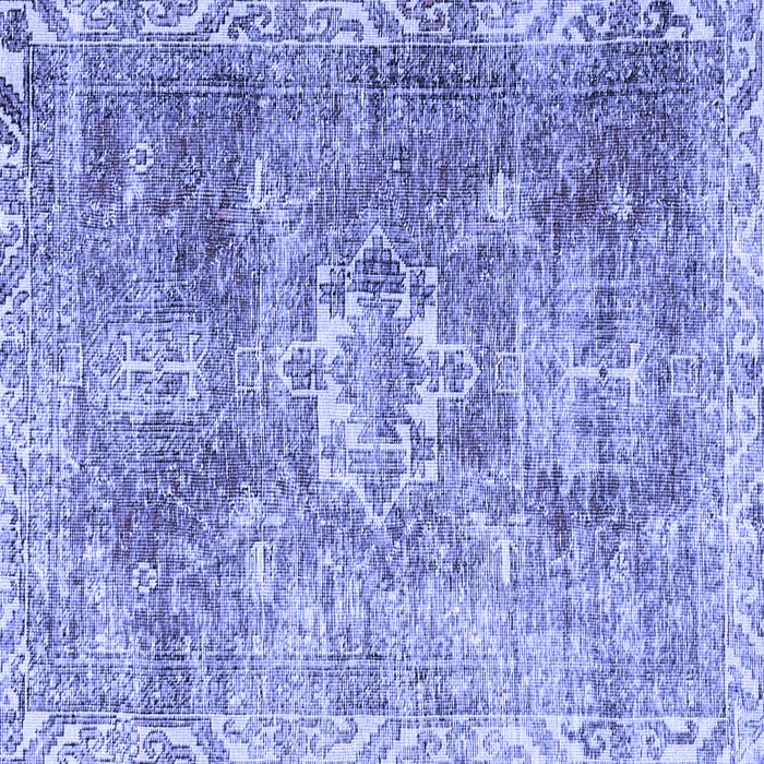 Square Machine Washable Persian Blue Traditional Rug, wshtr4428blu