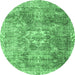 Round Persian Emerald Green Traditional Rug, tr4428emgrn