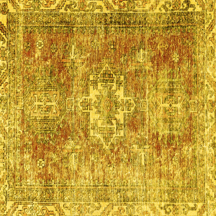Square Machine Washable Persian Yellow Traditional Rug, wshtr4428yw