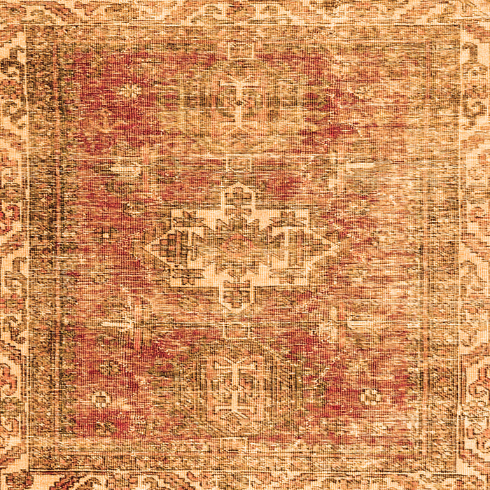 Round Machine Washable Persian Orange Traditional Area Rugs, wshtr4428org