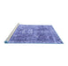 Sideview of Machine Washable Persian Blue Traditional Rug, wshtr4428blu