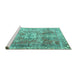 Sideview of Machine Washable Persian Turquoise Traditional Area Rugs, wshtr4428turq