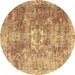 Round Persian Brown Traditional Rug, tr4428brn