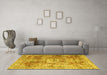 Machine Washable Persian Yellow Traditional Rug in a Living Room, wshtr4428yw