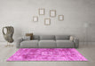 Machine Washable Persian Pink Traditional Rug in a Living Room, wshtr4428pnk