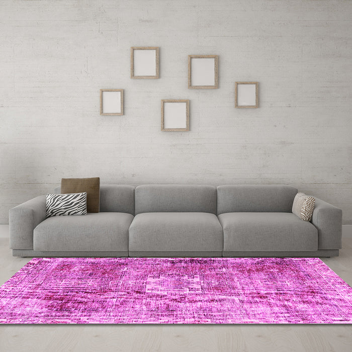 Machine Washable Persian Pink Traditional Rug in a Living Room, wshtr4428pnk