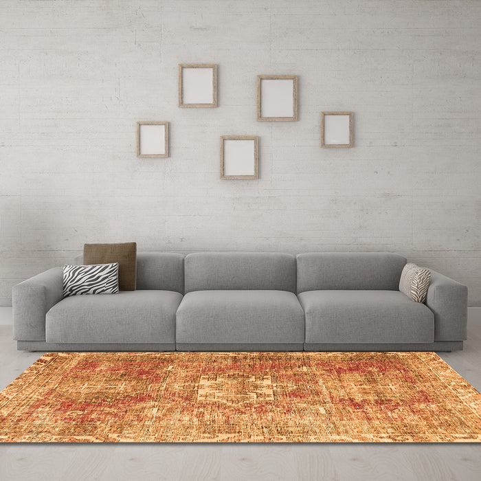 Machine Washable Persian Orange Traditional Area Rugs in a Living Room, wshtr4428org