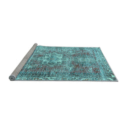 Sideview of Machine Washable Persian Light Blue Traditional Rug, wshtr4428lblu