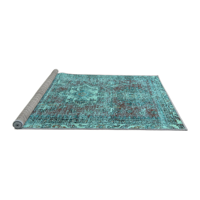 Sideview of Machine Washable Persian Light Blue Traditional Rug, wshtr4428lblu