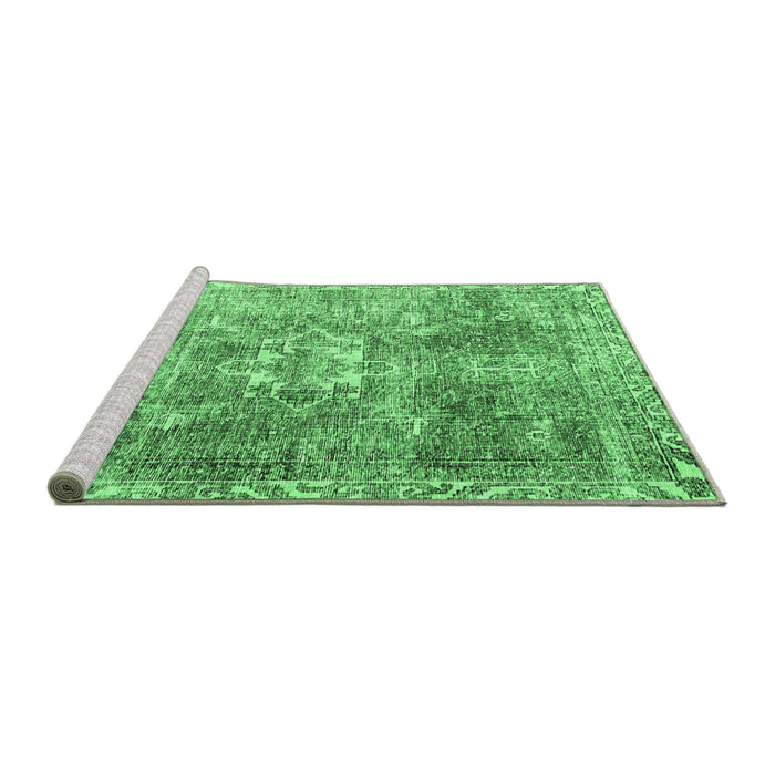 Sideview of Machine Washable Persian Emerald Green Traditional Area Rugs, wshtr4428emgrn