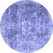 Round Persian Blue Traditional Rug, tr4428blu