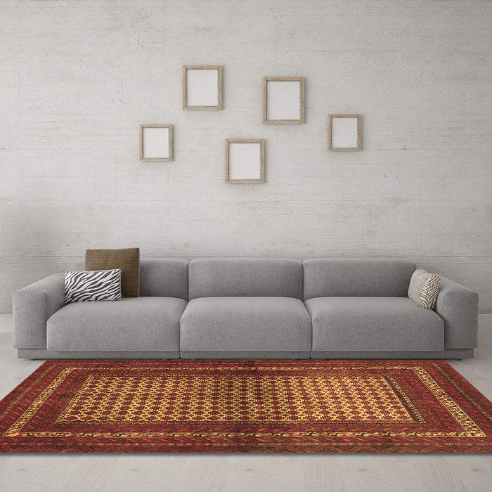 Machine Washable Persian Brown Traditional Rug in a Living Room,, wshtr4429brn