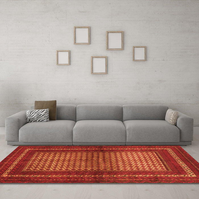 Machine Washable Persian Orange Traditional Area Rugs in a Living Room, wshtr4429org