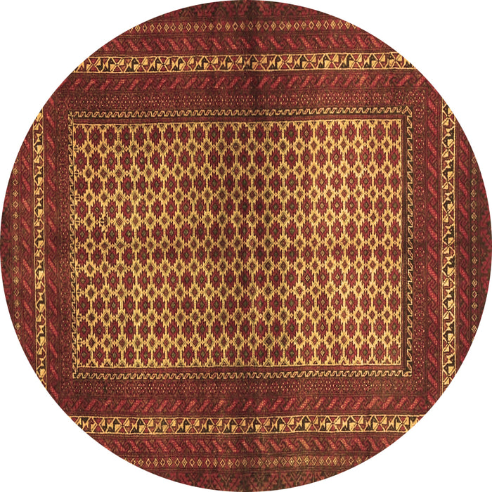 Round Persian Brown Traditional Rug, tr4429brn