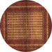 Round Persian Brown Traditional Rug, tr4429brn