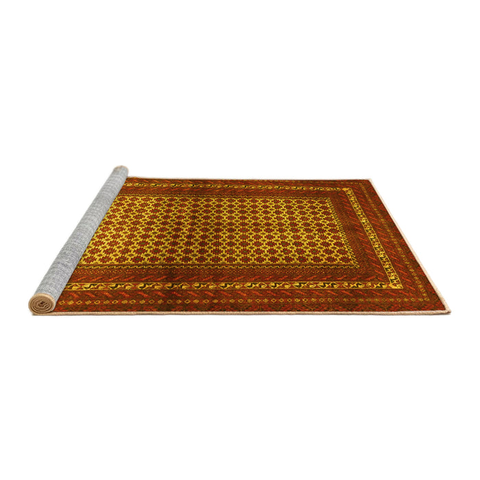 Sideview of Machine Washable Persian Yellow Traditional Rug, wshtr4429yw