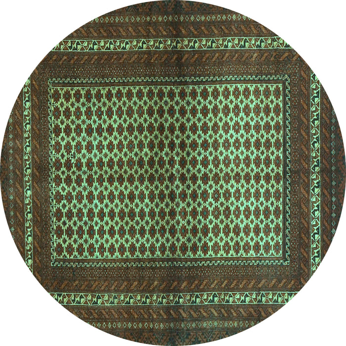 Round Persian Turquoise Traditional Rug, tr4429turq