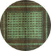 Round Persian Turquoise Traditional Rug, tr4429turq