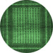 Round Persian Emerald Green Traditional Rug, tr4429emgrn