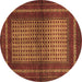 Round Machine Washable Persian Brown Traditional Rug, wshtr4429brn