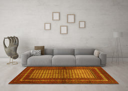 Machine Washable Persian Yellow Traditional Rug in a Living Room, wshtr4429yw