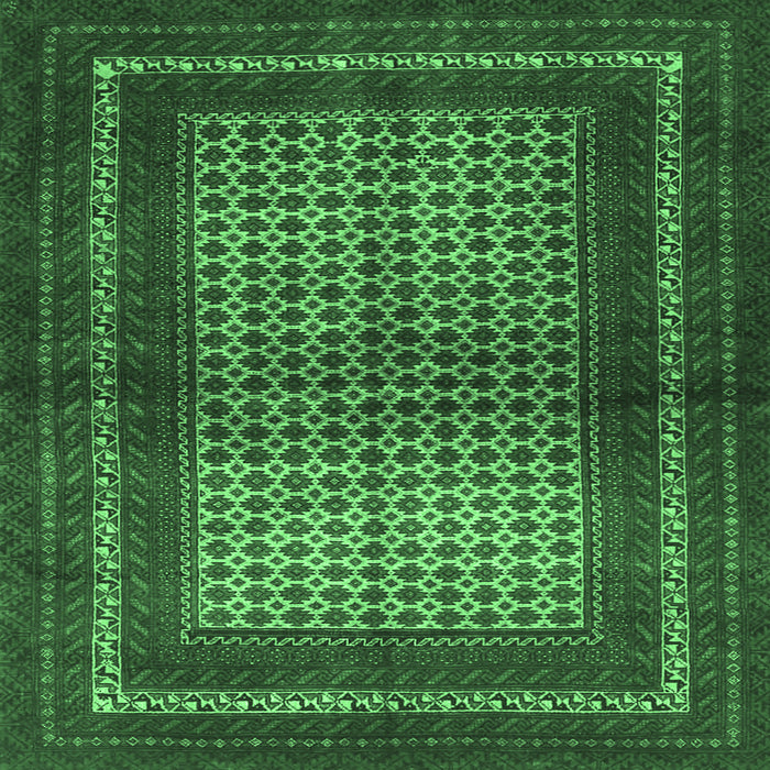 Square Machine Washable Persian Emerald Green Traditional Area Rugs, wshtr4429emgrn