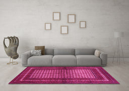 Machine Washable Persian Pink Traditional Rug in a Living Room, wshtr4429pnk
