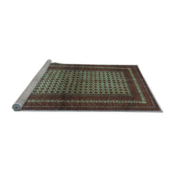 Sideview of Machine Washable Persian Light Blue Traditional Rug, wshtr4429lblu
