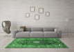 Machine Washable Medallion Emerald Green Traditional Area Rugs in a Living Room,, wshtr442emgrn