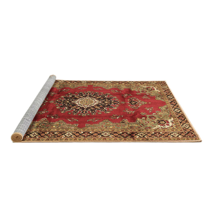 Sideview of Machine Washable Medallion Brown Traditional Rug, wshtr442brn