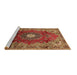 Sideview of Machine Washable Medallion Brown Traditional Rug, wshtr442brn