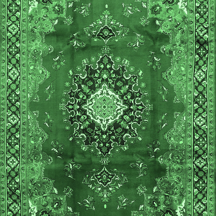 Machine Washable Medallion Emerald Green Traditional Area Rugs, wshtr442emgrn