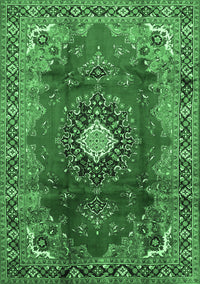 Medallion Emerald Green Traditional Rug, tr442emgrn