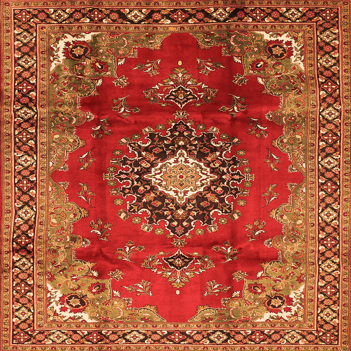 Serging Thickness of Medallion Orange Traditional Rug, tr442org