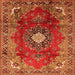 Serging Thickness of Medallion Orange Traditional Rug, tr442org