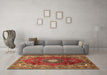 Machine Washable Medallion Brown Traditional Rug in a Living Room,, wshtr442brn