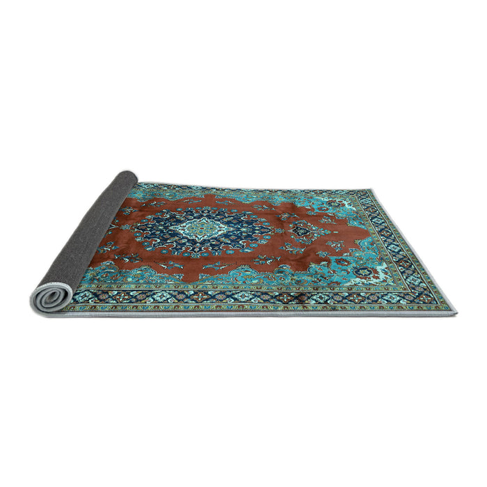 Sideview of Medallion Light Blue Traditional Rug, tr442lblu