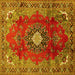 Square Medallion Yellow Traditional Rug, tr442yw