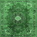 Square Machine Washable Medallion Emerald Green Traditional Area Rugs, wshtr442emgrn