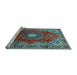 Sideview of Machine Washable Medallion Light Blue Traditional Rug, wshtr442lblu