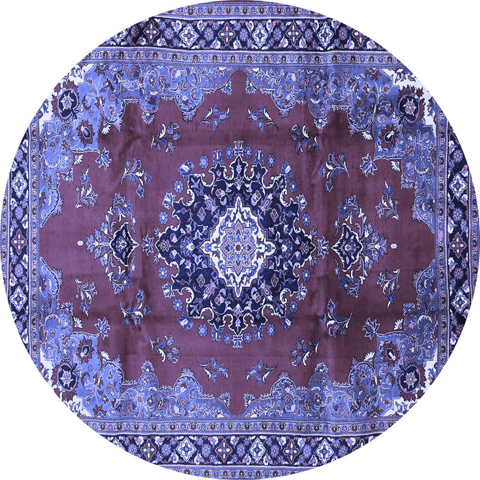 Round Medallion Blue Traditional Rug, tr442blu