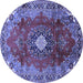 Round Medallion Blue Traditional Rug, tr442blu