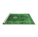 Sideview of Machine Washable Medallion Emerald Green Traditional Area Rugs, wshtr442emgrn