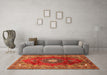 Machine Washable Medallion Orange Traditional Area Rugs in a Living Room, wshtr442org