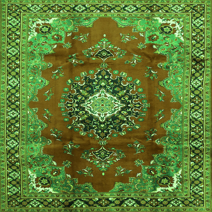 Serging Thickness of Medallion Green Traditional Rug, tr442grn